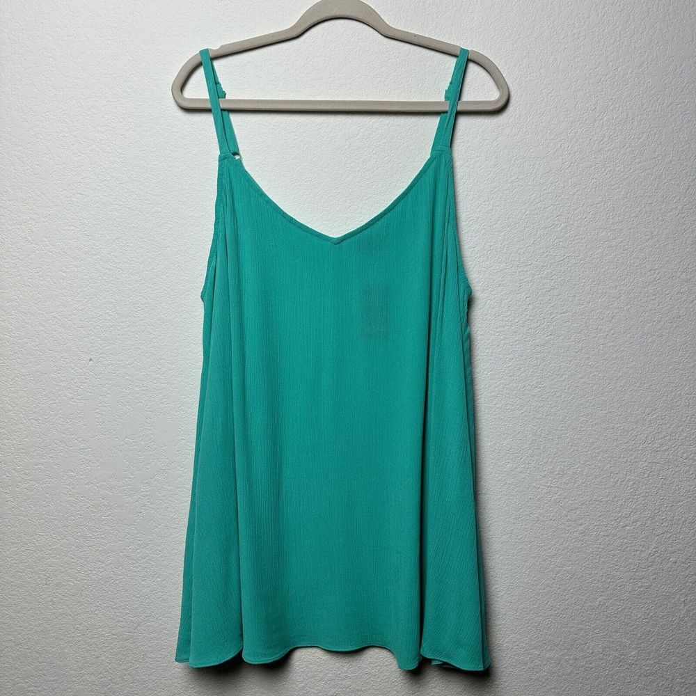 Torrid Size 3 Cami 3x Green Lagenlook Textured Soft Adjustable Strap Boho Comfy